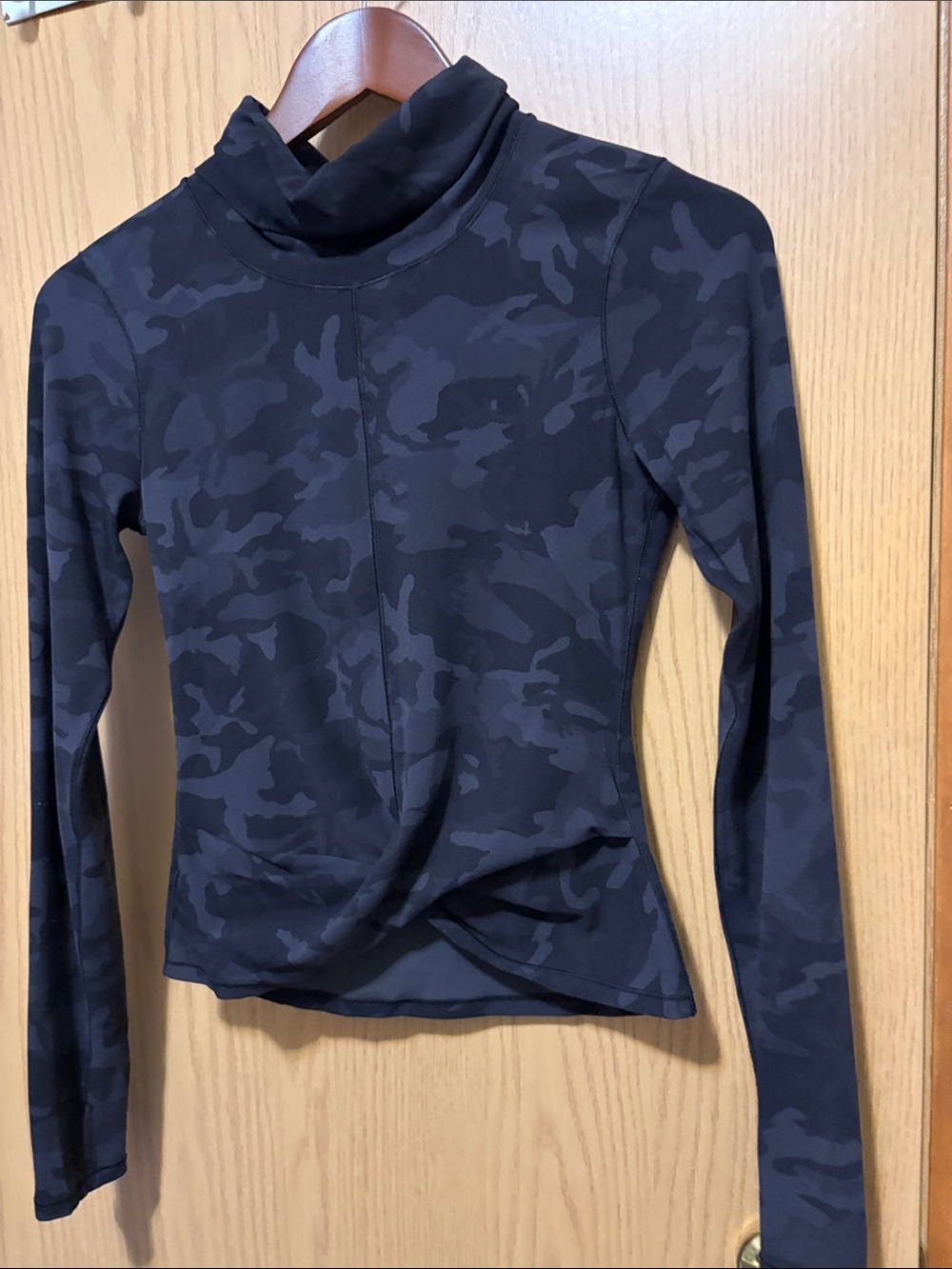 lululemon athletica Black Camo Long-Sleeve Funnel Neck Top